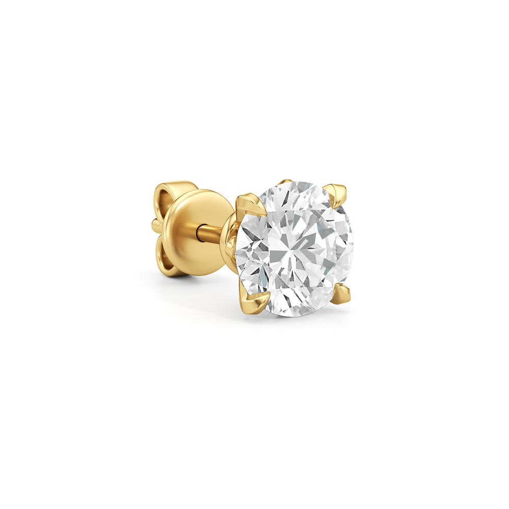 The W Studs with 18KT Yellow Gold / Lab / 4 Cut Diamond in 14KT Yellow Gold / Lab / 4 view 5
