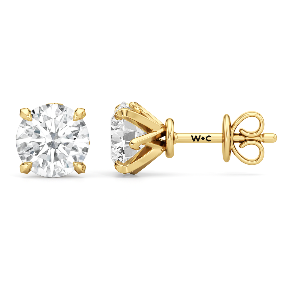 The W Studs with 18KT Yellow Gold / Lab / 4 Cut Diamond in 14KT Yellow Gold / Lab / 4 view 4
