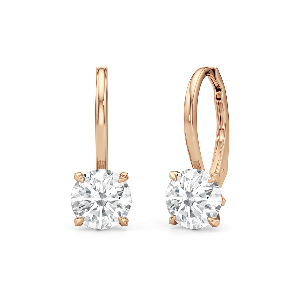 The W Classic Earrings with 18KT Rose Gold / Lab / 2 Cut Diamond in 14KT Rose Gold / Lab / 2 view 6

