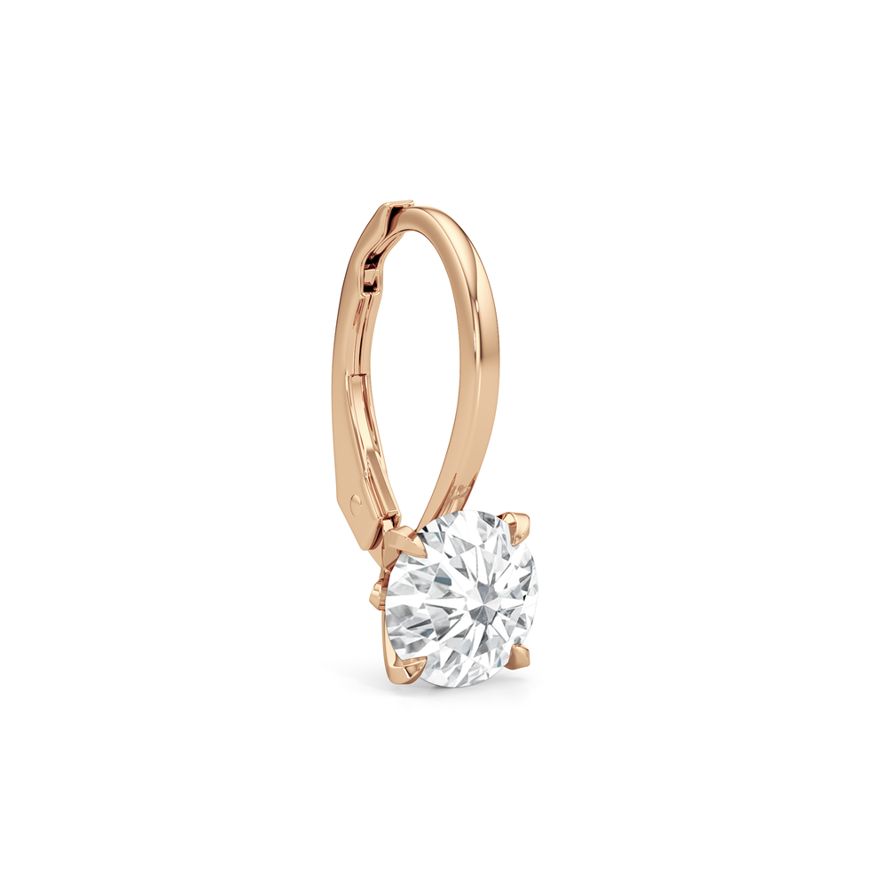 The W Classic Earrings with 18KT Rose Gold / Lab / 2 Cut Diamond in 14KT Rose Gold / Lab / 2 view 4
