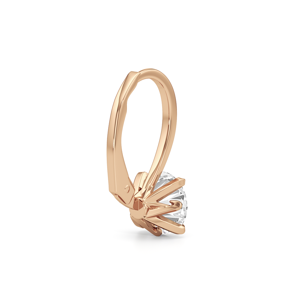 The W Classic Earrings with 18KT Rose Gold / Lab / 2 Cut Diamond in 14KT Rose Gold / Lab / 2 view 5
