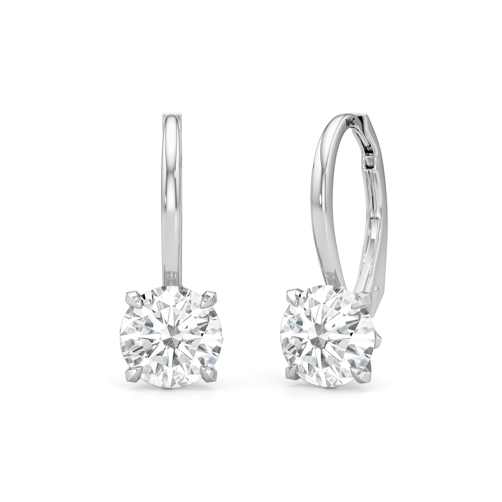 The W Classic Earrings with 18KT White Gold / Lab / 2 Cut Diamond in 14KT White Gold / Lab / 2 view 5
