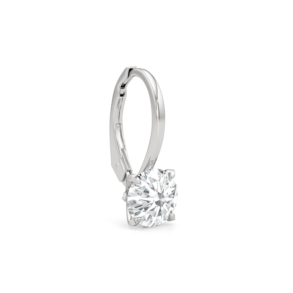 The W Classic Earrings with 18KT White Gold / Lab / 2 Cut Diamond in 14KT White Gold / Lab / 2 view 4
