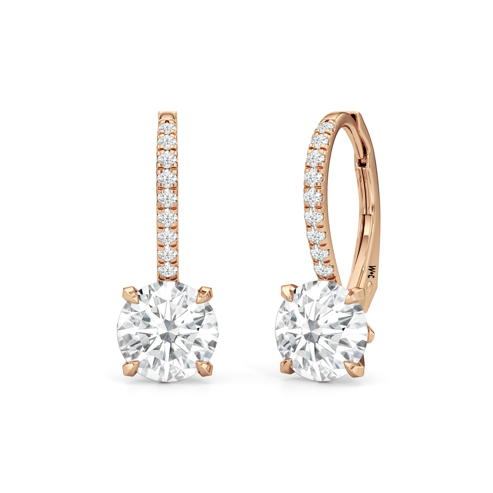 The W Pavé Earrings with 18KT Rose Gold / Lab / 2 1/10 Cut Diamond in 14KT Rose Gold / Lab / 2 1/10 view 6

