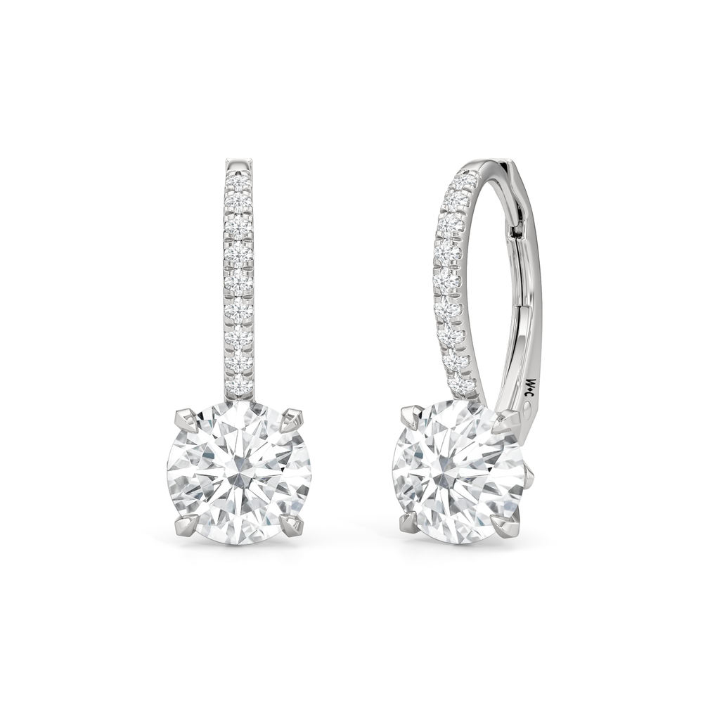 The W Pavé Earrings with 18KT White Gold / Lab / 2 1/10 Cut Diamond in 14KT White Gold / Lab / 2 1/10 view 6
