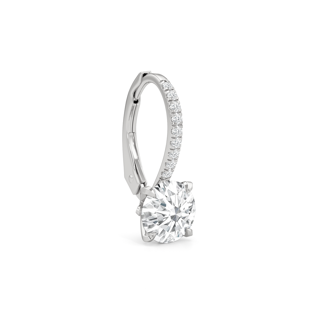 The W Pavé Earrings with 18KT White Gold / Lab / 2 1/10 Cut Diamond in 14KT White Gold / Lab / 2 1/10 view 4
