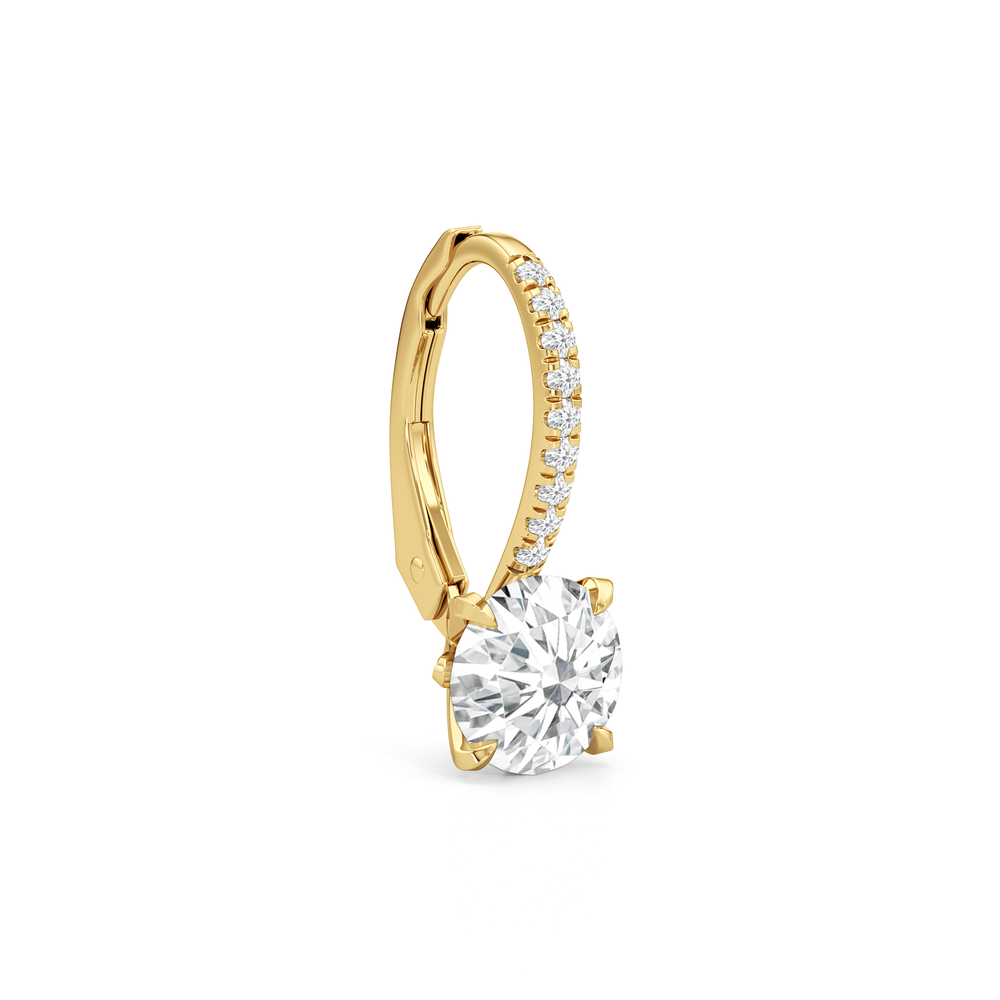The W Pavé Earrings with 18KT Yellow Gold / Lab / 2 1/10 Cut Diamond in 14KT Yellow Gold / Lab / 2 1/10 view 4

