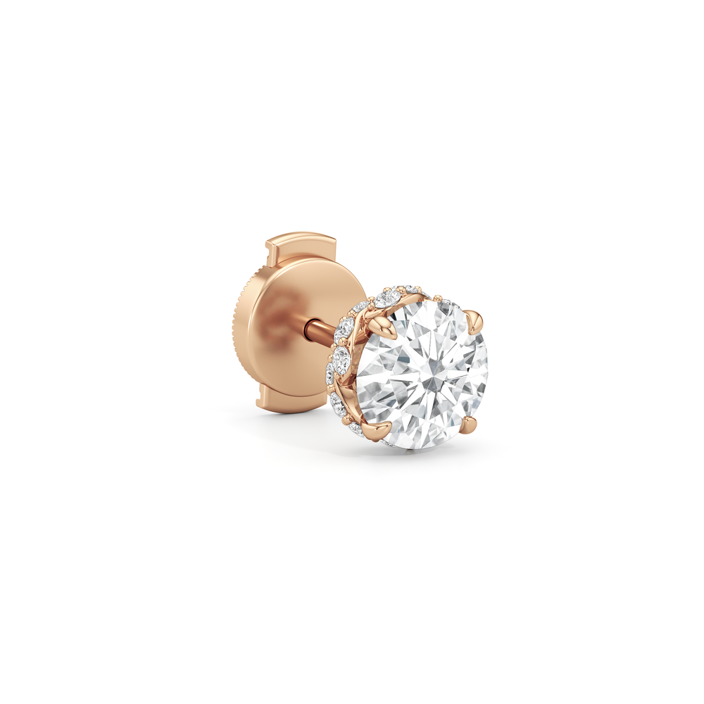 The Roosevelt Studs with 18KT Rose Gold / Lab / 2 1/4 Cut Diamond in 14KT Rose Gold / Lab / 2 1/4 view 5
