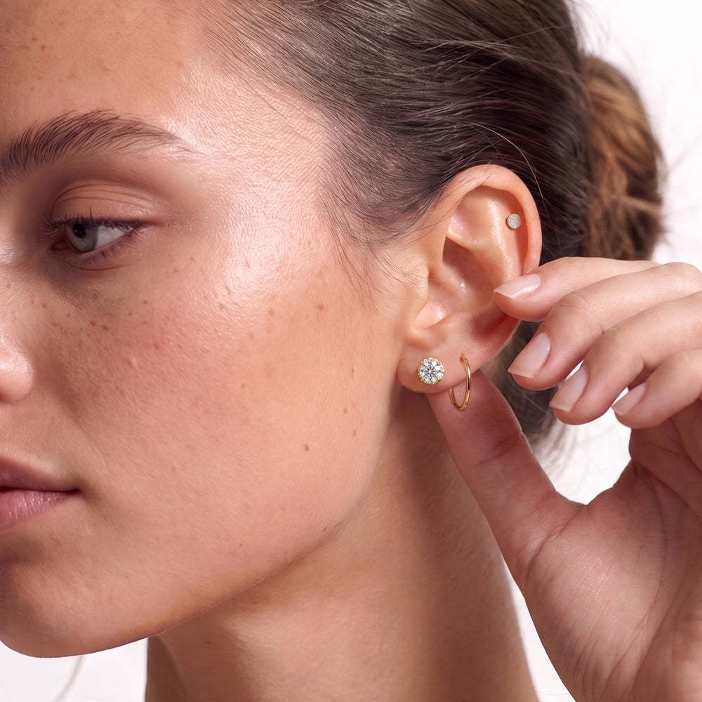 The Roosevelt Studs with 18KT Rose Gold / Lab / 2 1/4 Cut Diamond in 14KT Rose Gold / Lab / 2 1/4 view 4

