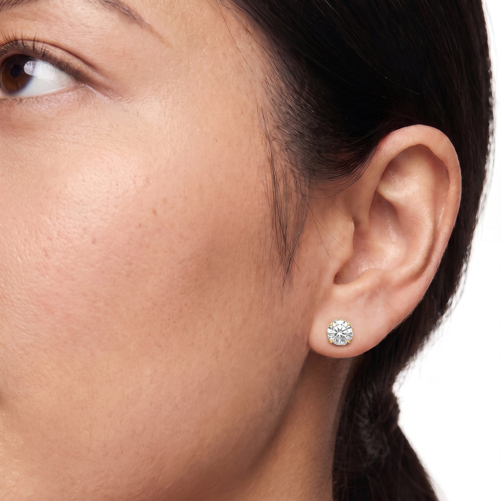 The Roosevelt Studs with Platinum / Lab / 2 1/4 Cut Diamond in 14KT Platinum / Lab / 2 1/4 view 3
