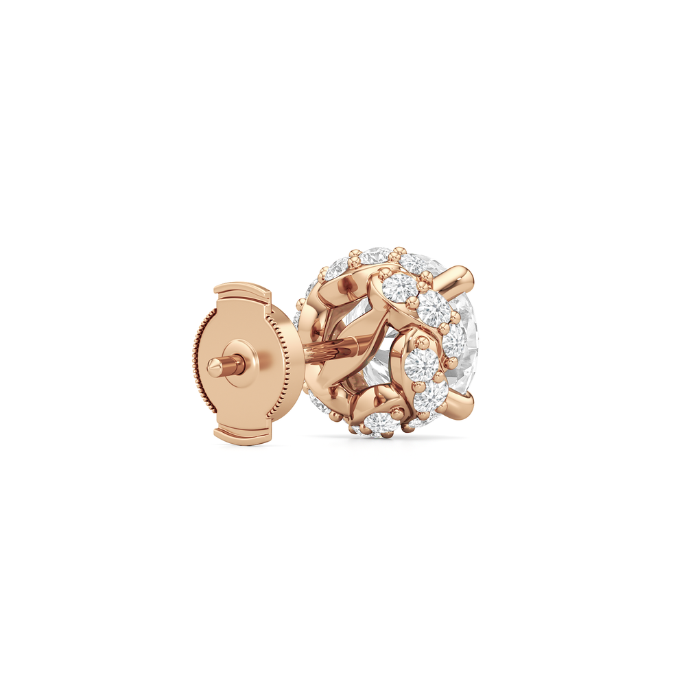 The Roosevelt Grand Studs with 18KT Rose Gold / Lab / 4 3/4 Cut Diamond in 14KT Rose Gold / Lab / 4 3/4 view 6
