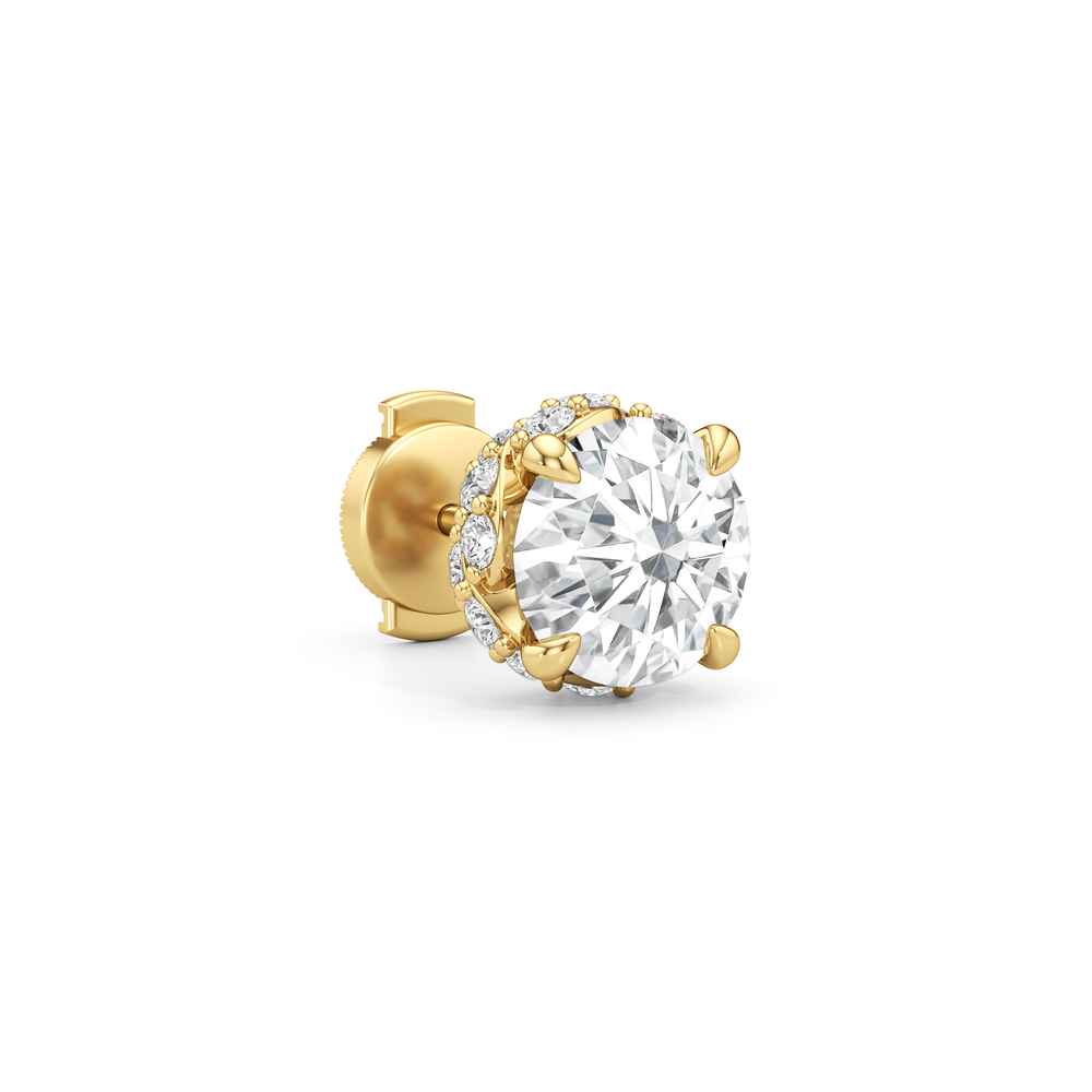 The Roosevelt Grand Studs with 18KT Yellow Gold / Lab / 4 3/4 Cut Diamond in 14KT Yellow Gold / Lab / 4 3/4 view 5
