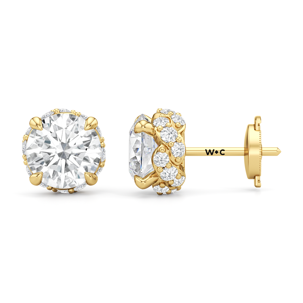 The Roosevelt Grand Studs with 18KT Yellow Gold / Lab / 4 3/4 Cut Diamond in 14KT Yellow Gold / Lab / 4 3/4 view 7
