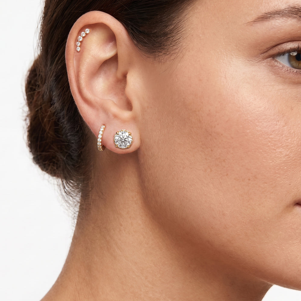 The Roosevelt Grand Studs with Platinum / Lab / 4 3/4 Cut Diamond in 14KT Platinum / Lab / 4 3/4 view 4
