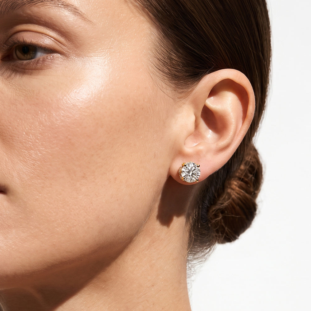 The Roosevelt Grand Studs with 18KT Rose Gold / Lab / 4 3/4 Cut Diamond in 14KT Rose Gold / Lab / 4 3/4 view 3
