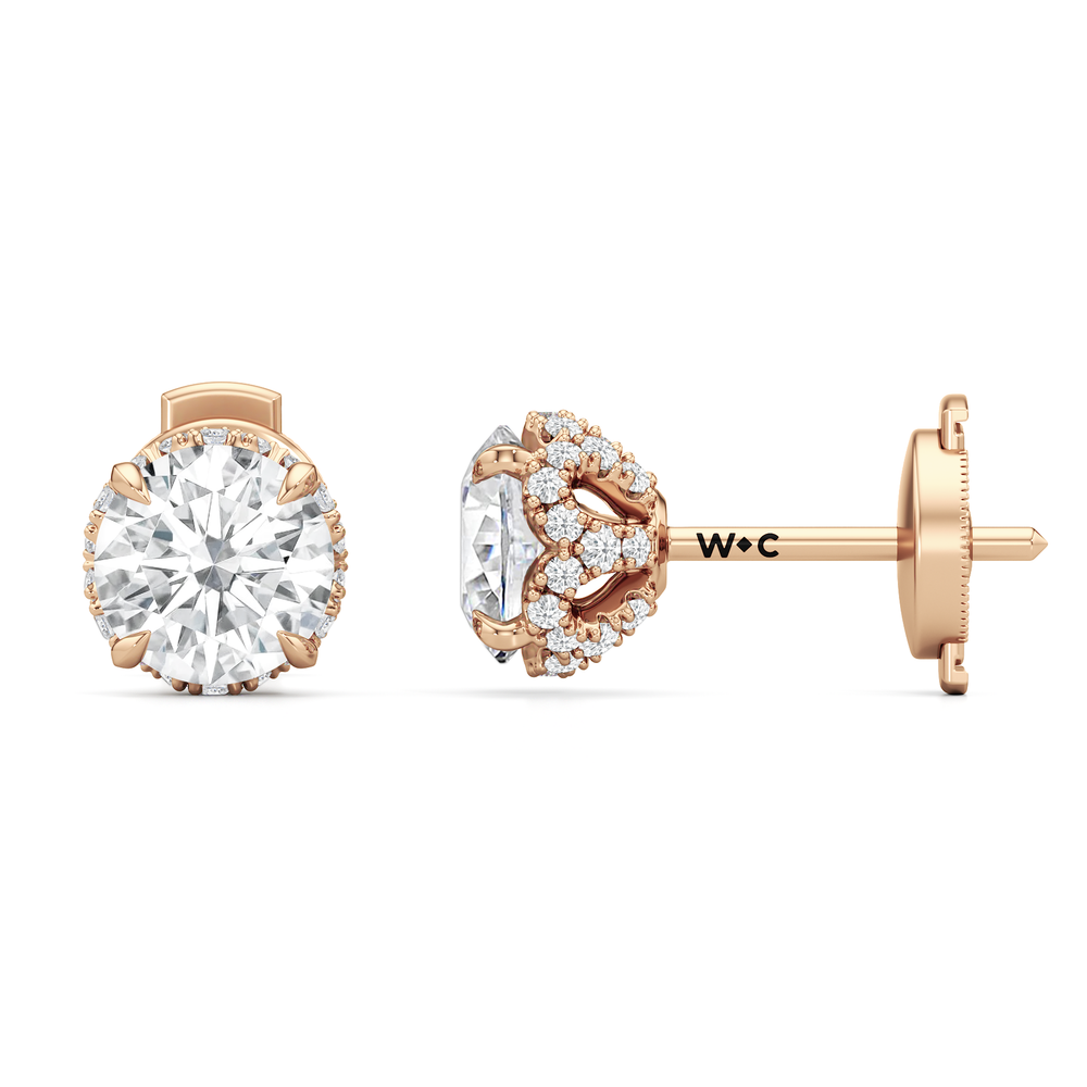 The Chrysler Studs with 18KT Rose Gold / Lab / 2 1/4 Cut Diamond in 14KT Rose Gold / Lab / 2 1/4 view 4
