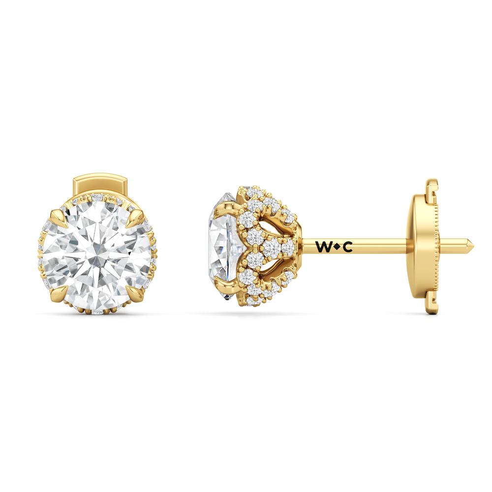 The Chrysler Studs with 18KT Yellow Gold / Lab / 2 1/4 Cut Diamond in 14KT Yellow Gold / Lab / 2 1/4 view 4
