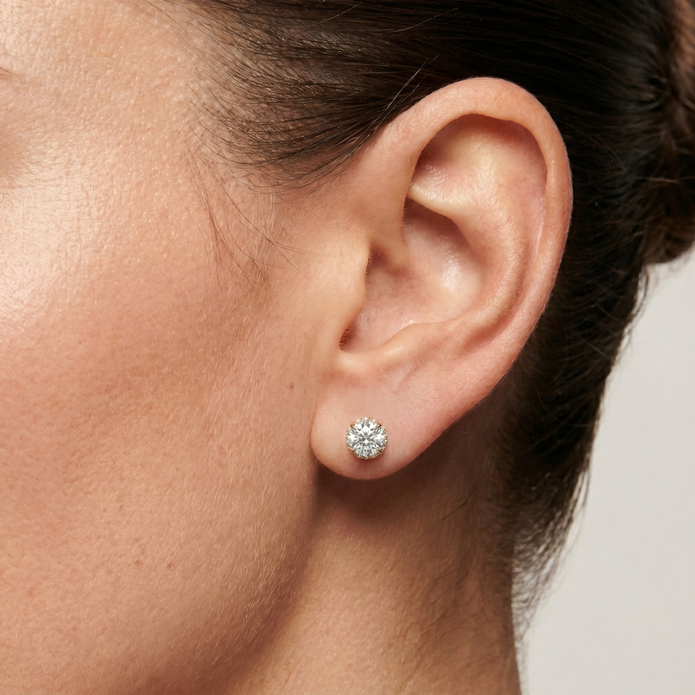 The Chrysler Studs with 18KT Yellow Gold / Lab / 2 1/4 Cut Diamond in 14KT Yellow Gold / Lab / 2 1/4 view 2
