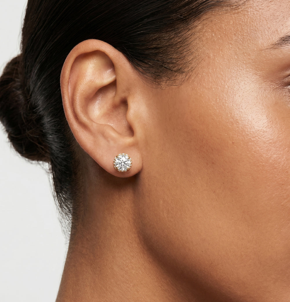 The Chrysler Studs with 18KT Rose Gold / Lab / 4 1/2 Cut Diamond in 14KT Rose Gold / Lab / 4 1/2 view 4
