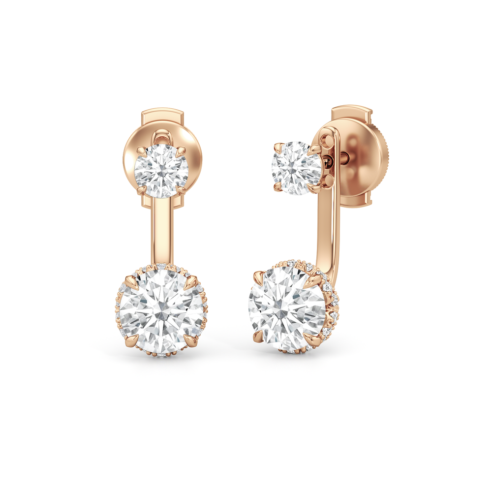 The Chrysler Front Back Studs with 18KT Rose Gold / Lab / 2 3/4 Cut Diamond in 14KT Rose Gold / Lab / 2 3/4 view 1
