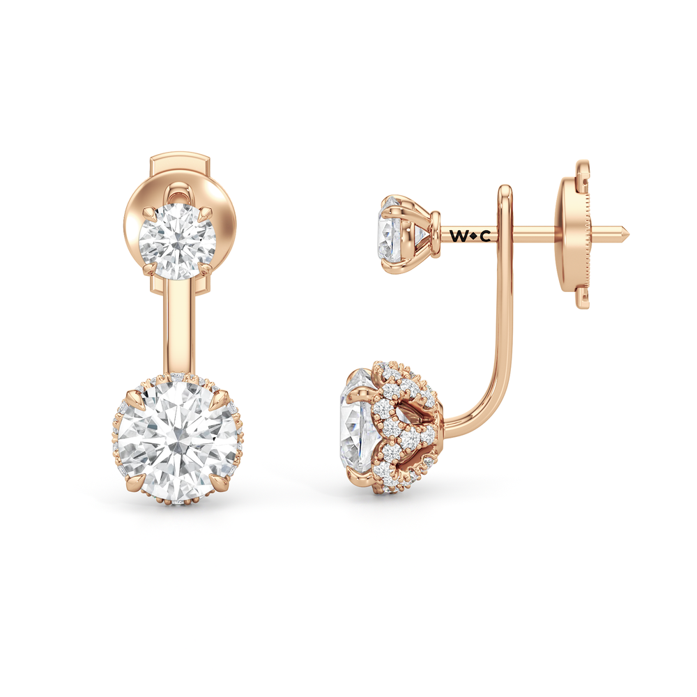 The Chrysler Front Back Studs with 18KT Rose Gold / Lab / 2 3/4 Cut Diamond in 14KT Rose Gold / Lab / 2 3/4 view 4
