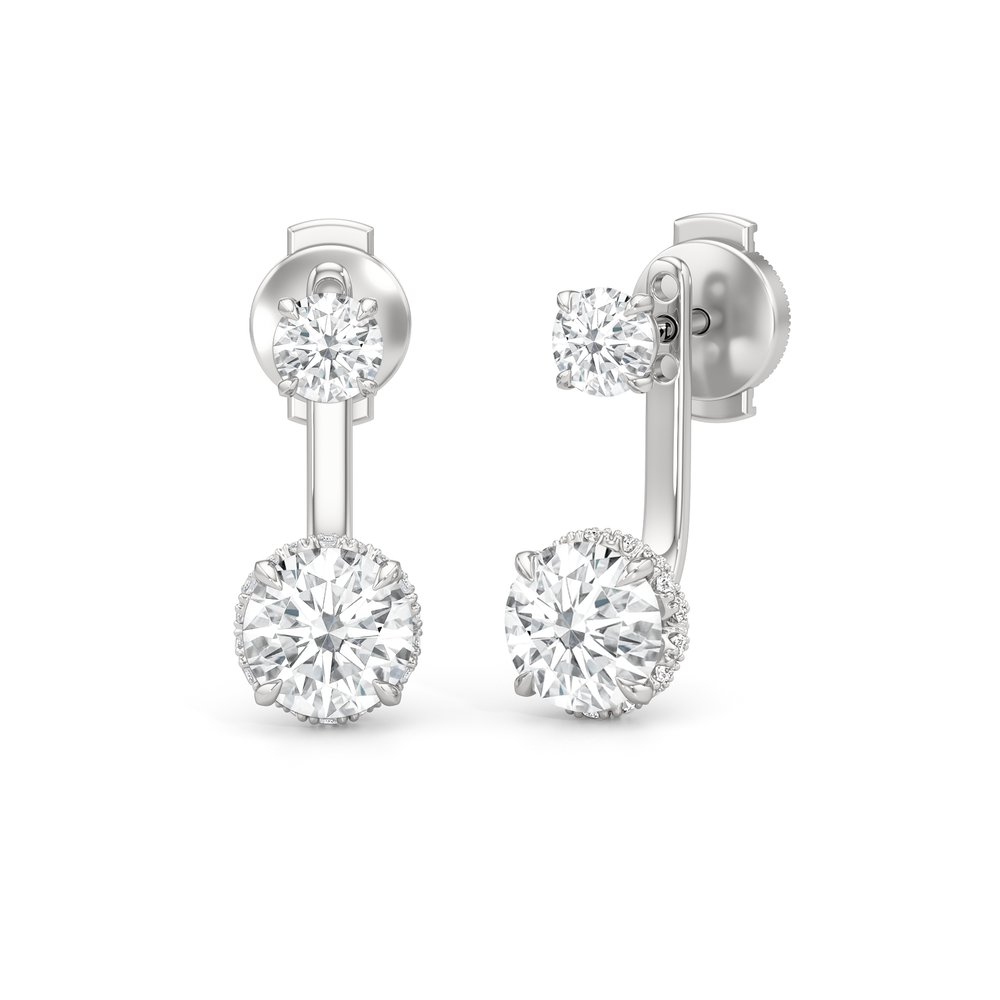 The Chrysler Front Back Studs with 18KT White Gold / Lab / 2 3/4 Cut Diamond in 14KT White Gold / Lab / 2 3/4 view 1
