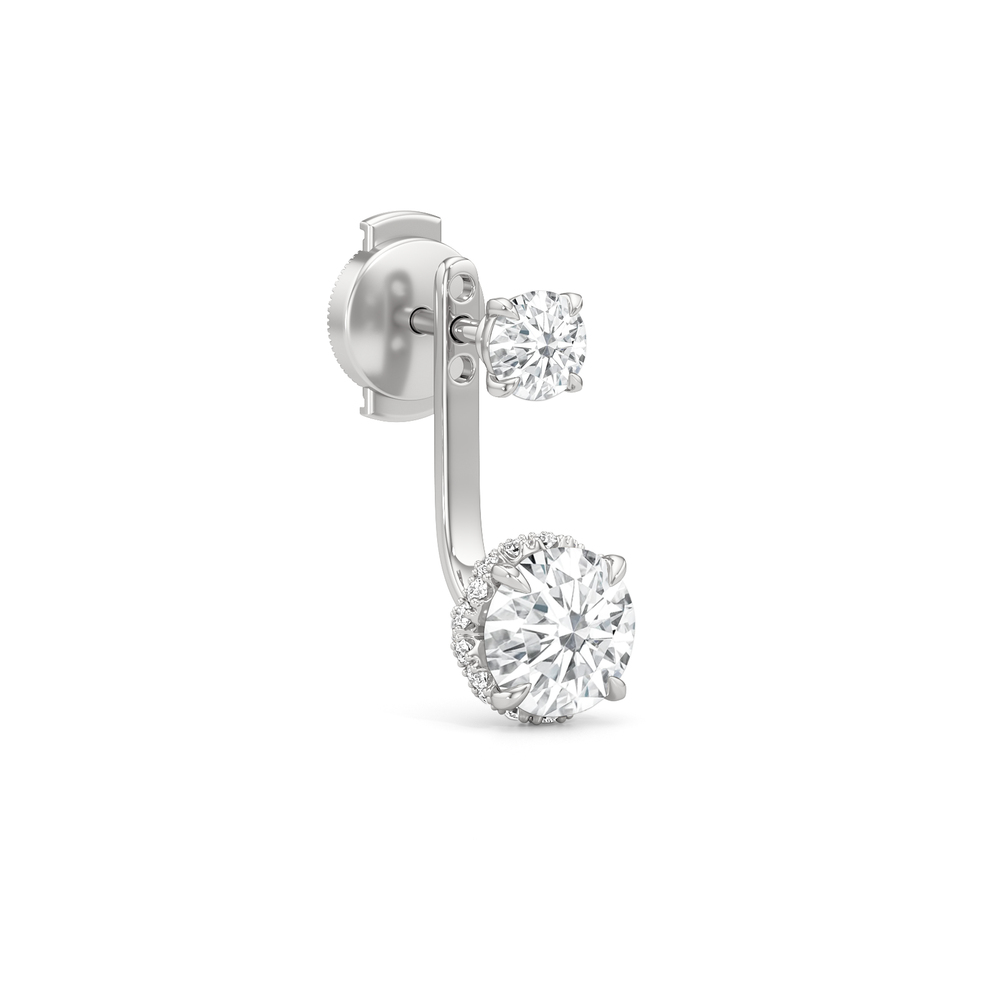 The Chrysler Front Back Studs with 18KT White Gold / Lab / 2 3/4 Cut Diamond in 14KT White Gold / Lab / 2 3/4 view 5

