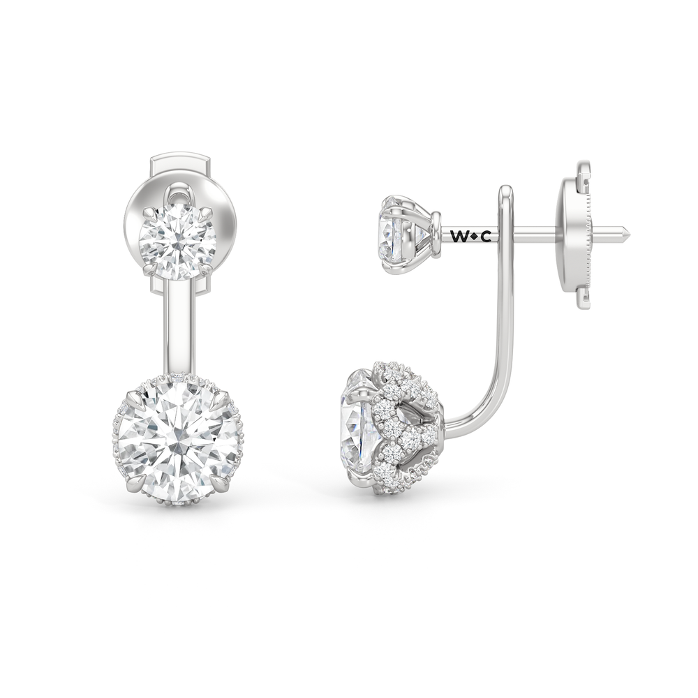 The Chrysler Front Back Studs with 18KT White Gold / Lab / 2 3/4 Cut Diamond in 14KT White Gold / Lab / 2 3/4 view 4
