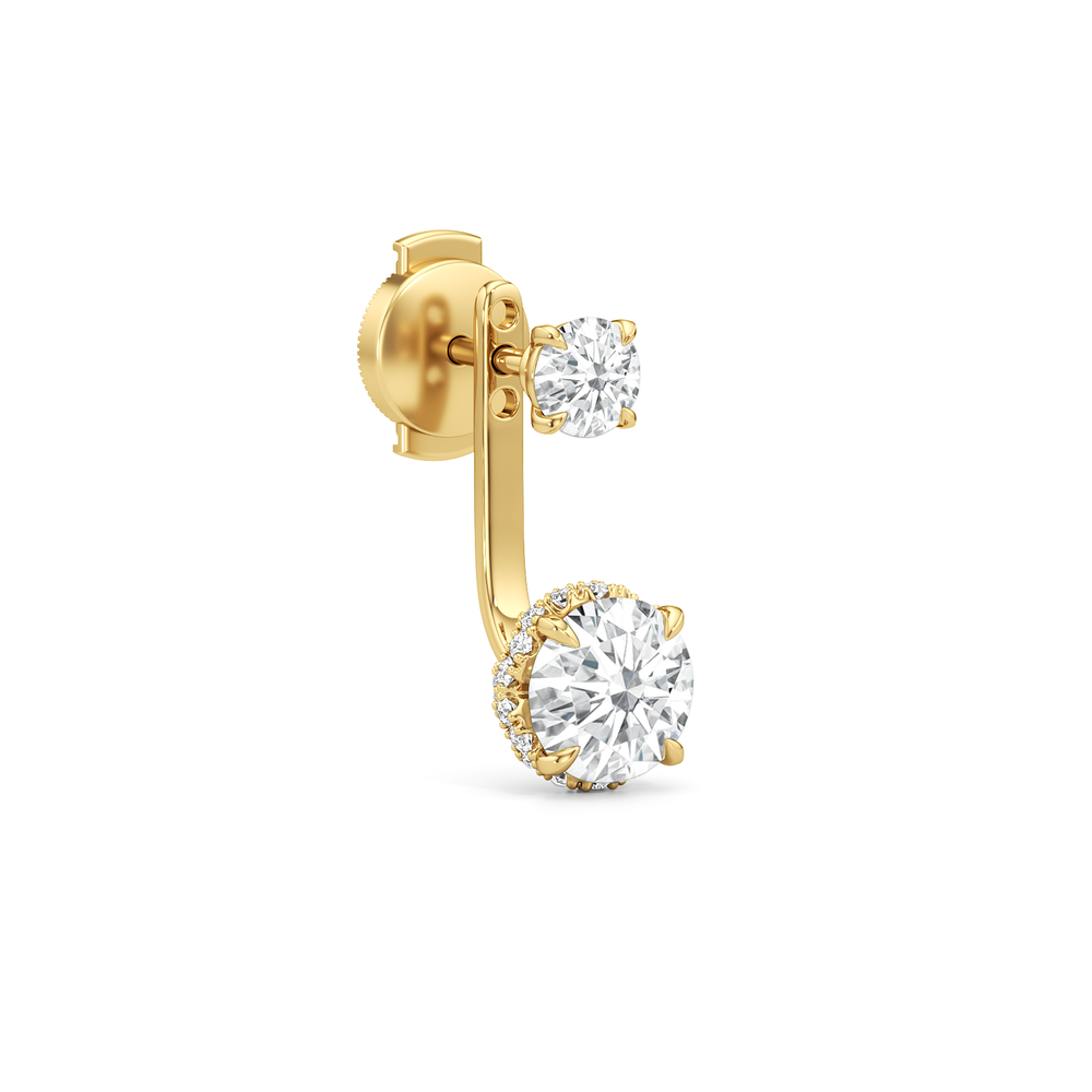 The Chrysler Front Back Studs with 18KT Yellow Gold / Lab / 2 3/4 Cut Diamond in 14KT Yellow Gold / Lab / 2 3/4 view 5
