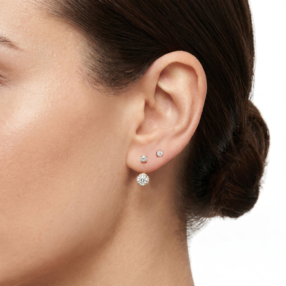 The Chrysler Front Back Studs with 18KT Yellow Gold / Lab / 2 3/4 Cut Diamond in 14KT Yellow Gold / Lab / 2 3/4 view 3
