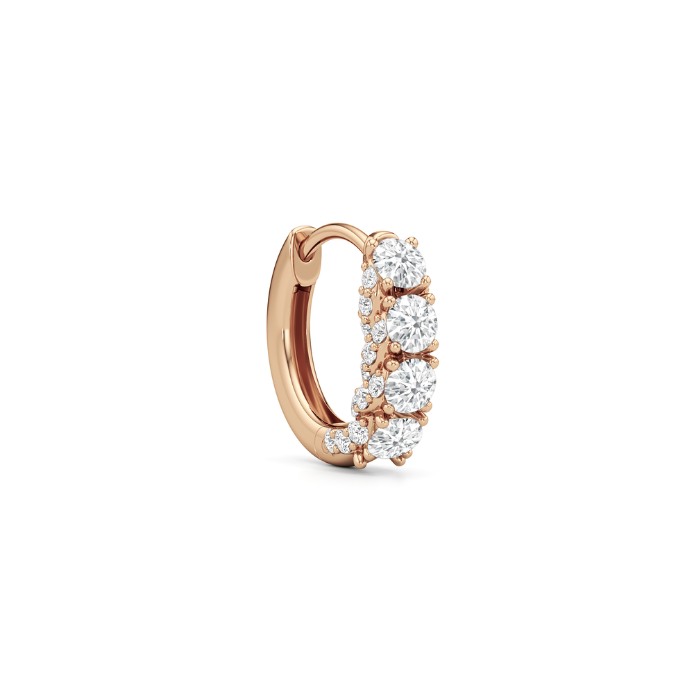 The Roosevelt Hoops with 18KT Rose Gold / Lab / 5/8 Cut Diamond in 14KT Rose Gold / Lab / 5/8 view 5
