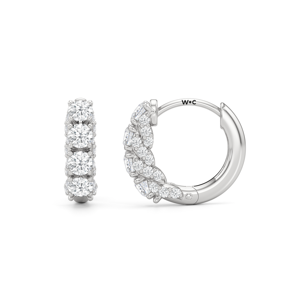The Roosevelt Hoops with Platinum / Lab / 5/8 Cut Diamond in 14KT Platinum / Lab / 5/8 view 7
