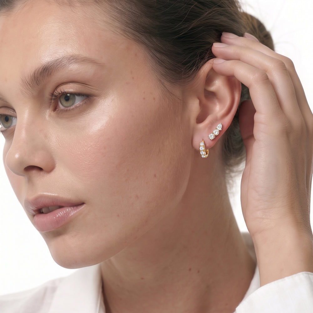 The Roosevelt Hoops with Platinum / Lab / 5/8 Cut Diamond in 14KT Platinum / Lab / 5/8 view 4
