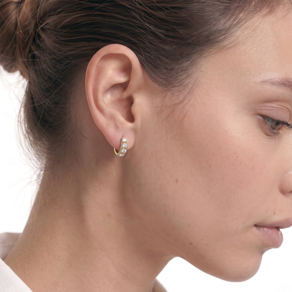 The Roosevelt Hoops with Platinum / Lab / 5/8 Cut Diamond in 14KT Platinum / Lab / 5/8 view 3
