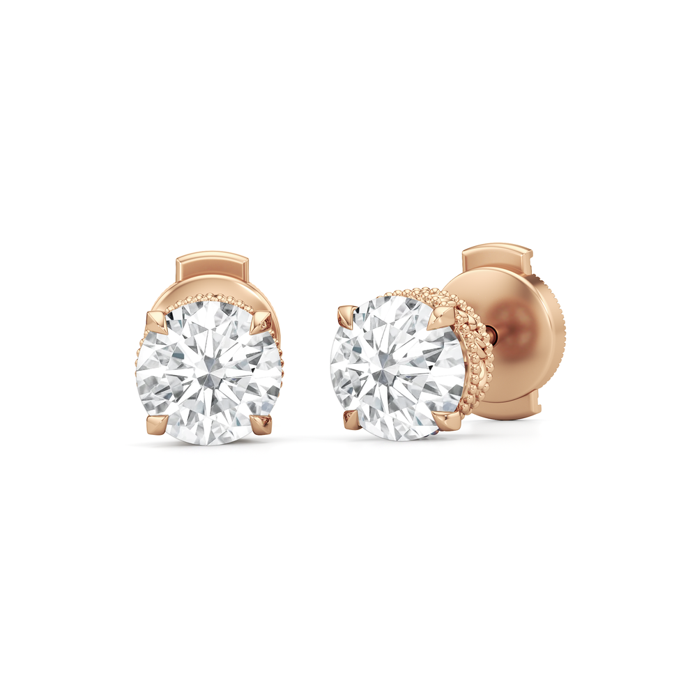 The Seraphine Studs with 14KT Rose Gold / Lab / 2 1/20 Cut Diamond in 14KT Rose Gold / Lab / 2 1/20 view 2
