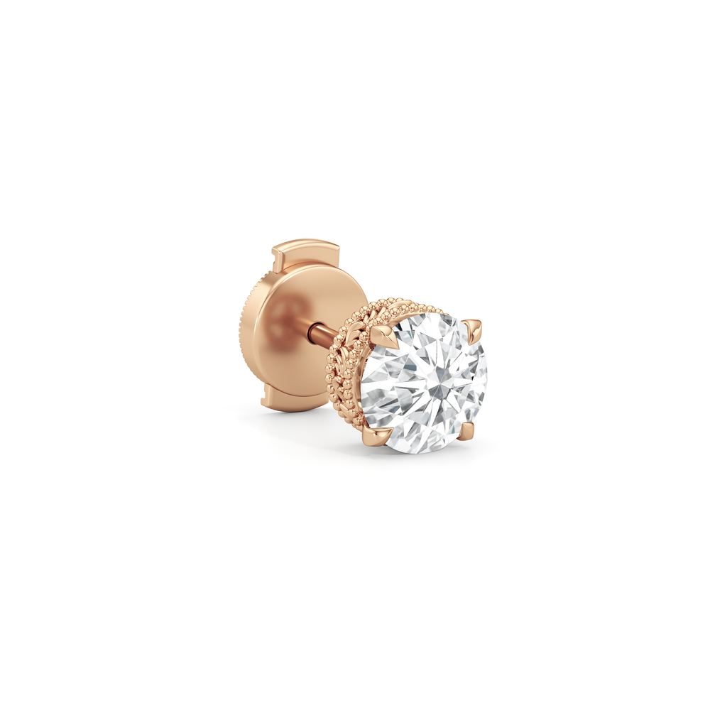 The Seraphine Studs with 14KT Rose Gold / Lab / 2 1/20 Cut Diamond in 14KT Rose Gold / Lab / 2 1/20 view 5
