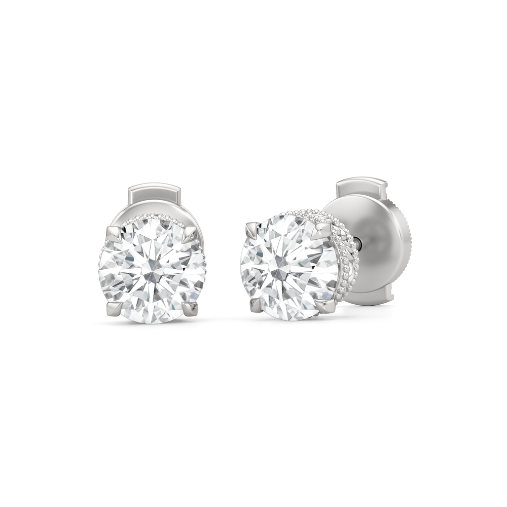 The Seraphine Studs with 14KT White Gold / Lab / 2 1/20 Cut Diamond in 14KT White Gold / Lab / 2 1/20 view 2
