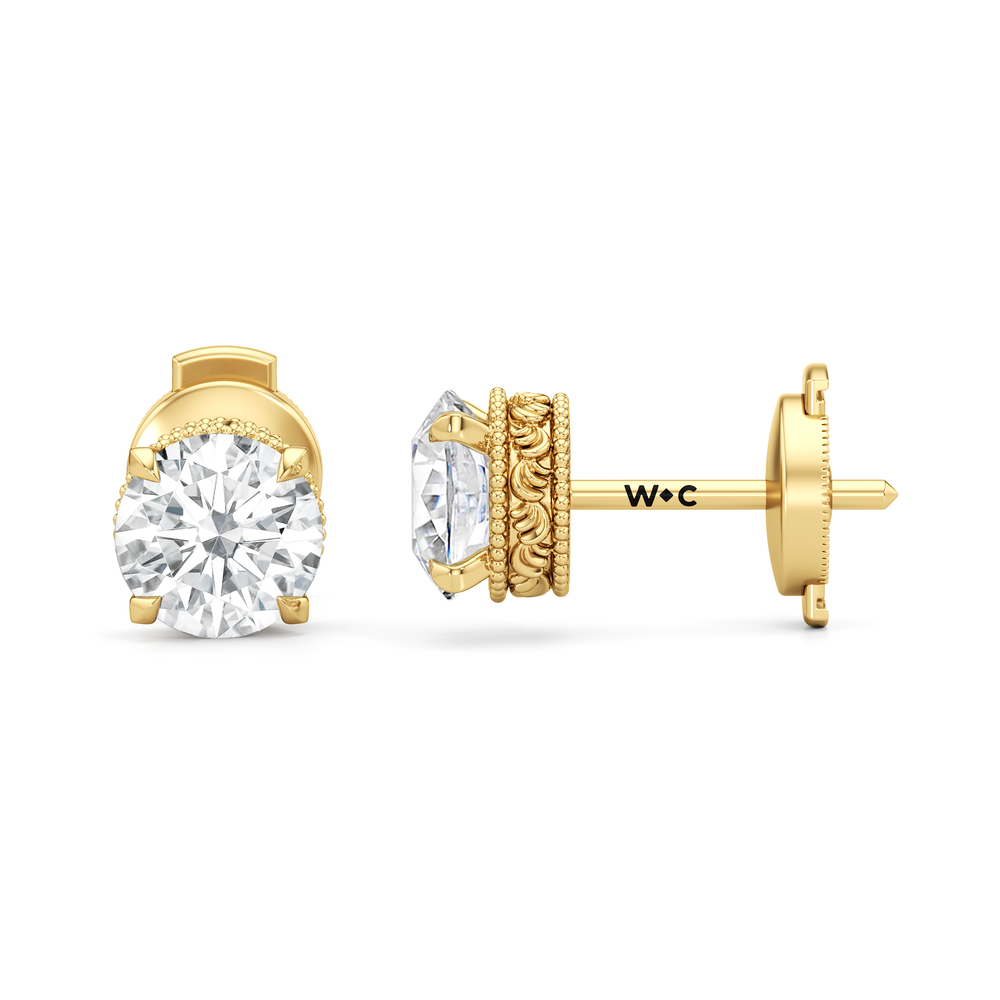 The Seraphine Studs with 14KT Yellow Gold / Lab / 2 1/20 Cut Diamond in 14KT Yellow Gold / Lab / 2 1/20 view 7

