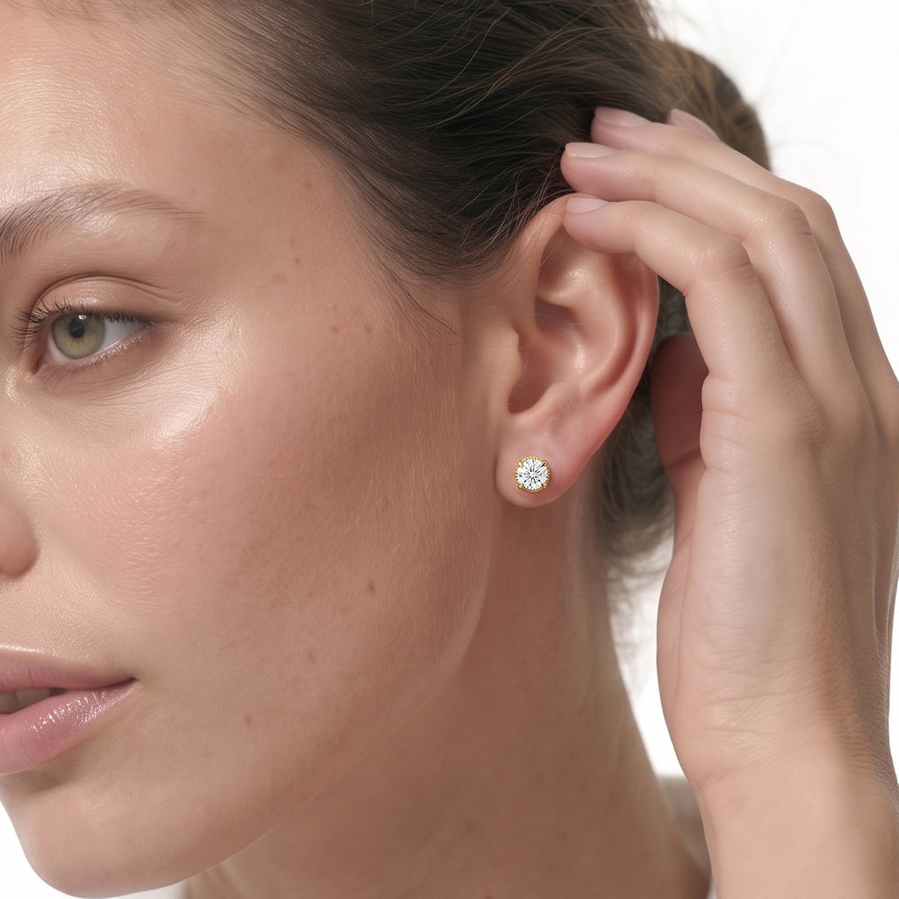 The Seraphine Studs with 14KT Yellow Gold / Lab / 2 1/20 Cut Diamond in 14KT Yellow Gold / Lab / 2 1/20 view 3
