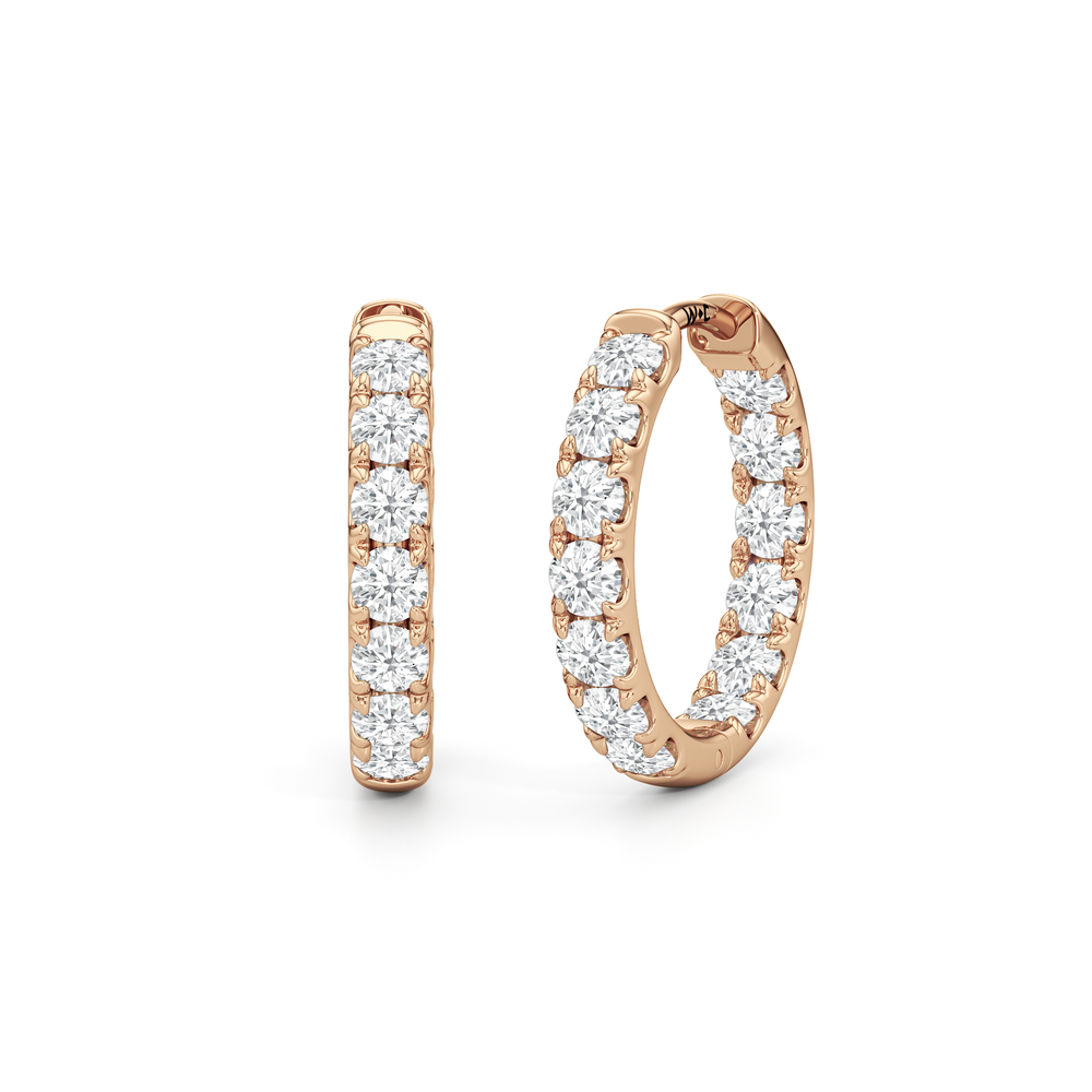 The Elan Hoops with 18KT Rose Gold / Lab / 1 3/8 Cut Diamond in 14KT Rose Gold / Lab / 1 3/8 view 1
