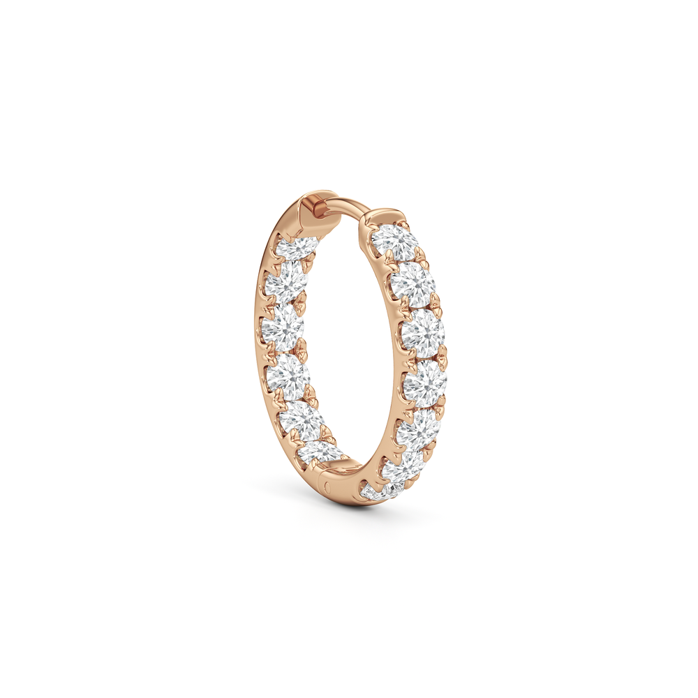 The Elan Hoops with 18KT Rose Gold / Lab / 1 3/8 Cut Diamond in 14KT Rose Gold / Lab / 1 3/8 view 4
