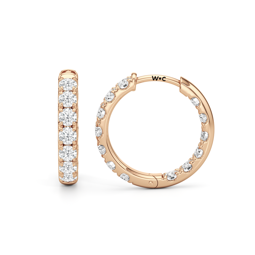 The Elan Hoops with 18KT Rose Gold / Lab / 1 3/8 Cut Diamond in 14KT Rose Gold / Lab / 1 3/8 view 6
