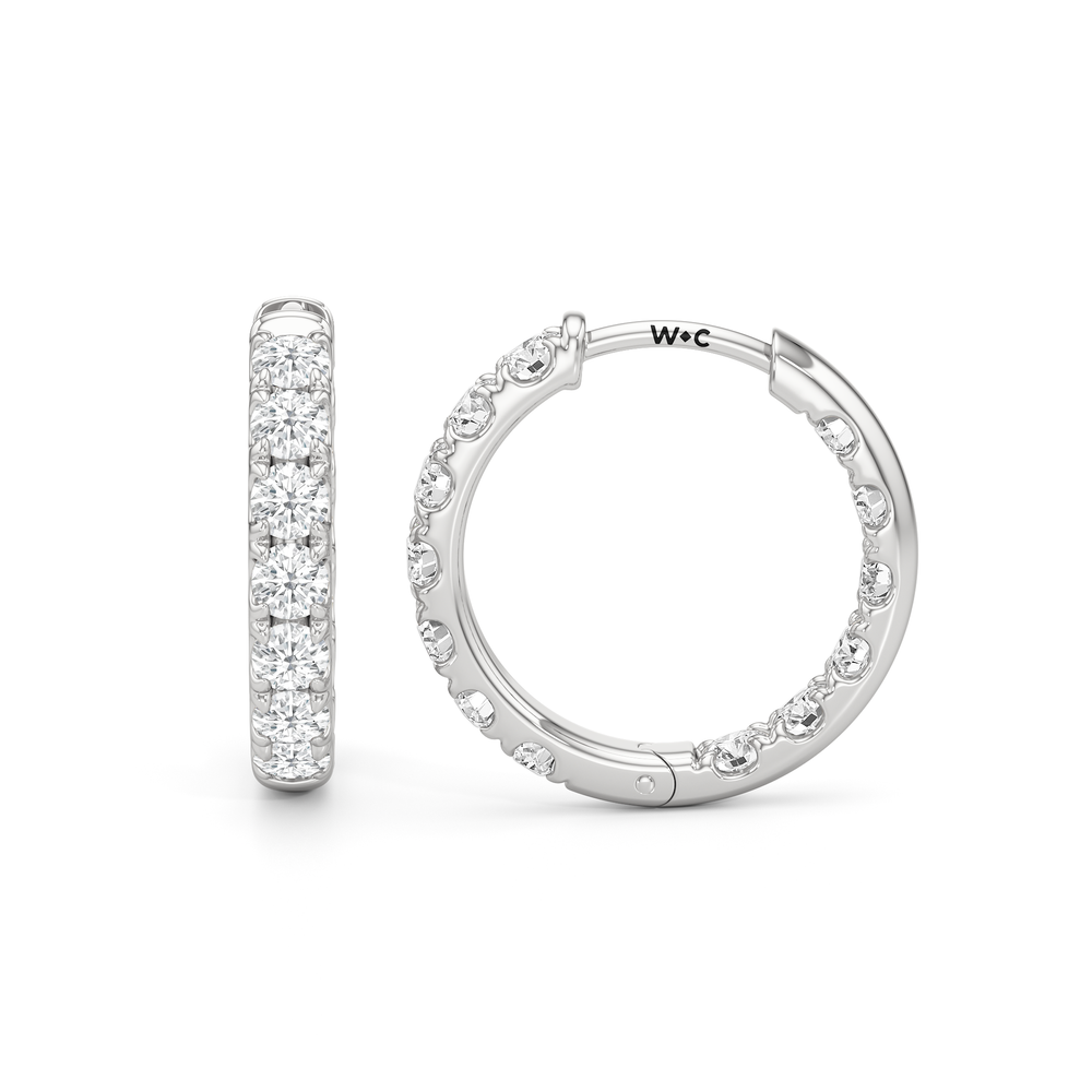 The Elan Hoops with Platinum / Lab / 1 3/8 Cut Diamond in 14KT Platinum / Lab / 1 3/8 view 6
