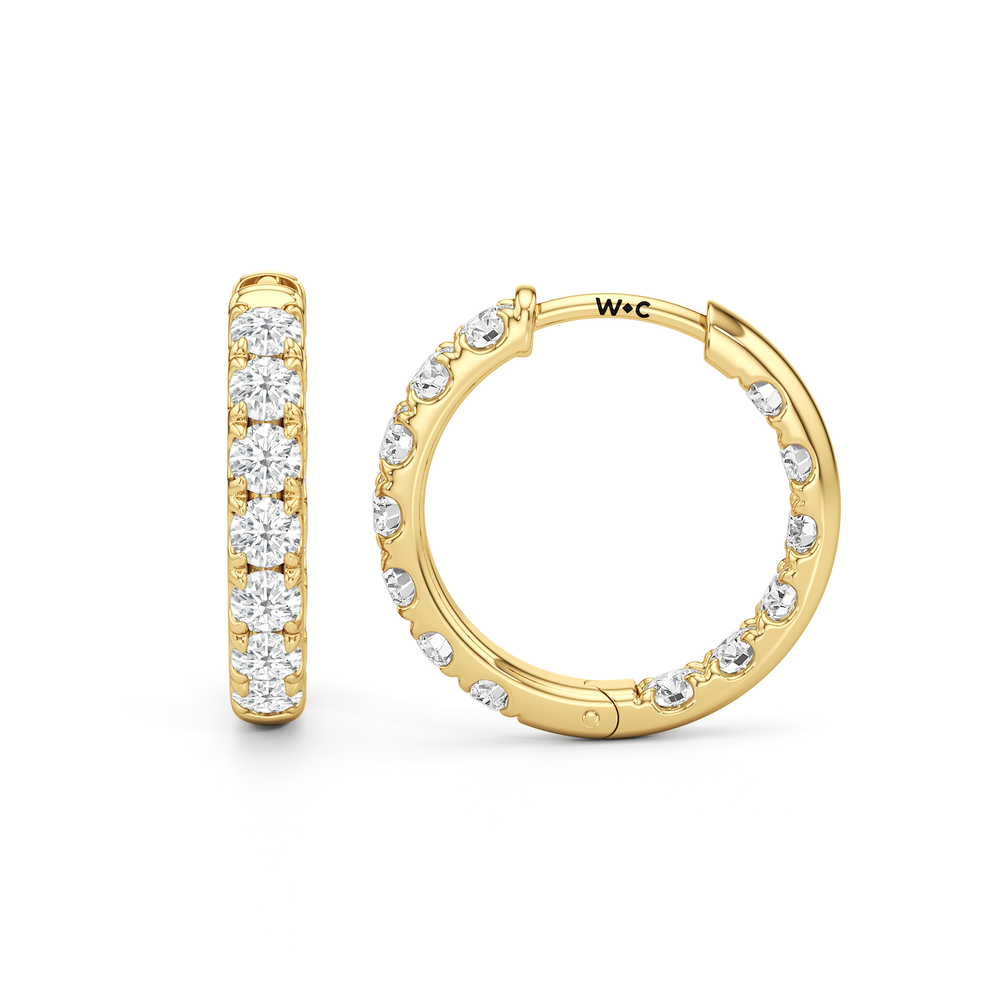 The Elan Hoops with 18KT Yellow Gold / Lab / 1 3/8 Cut Diamond in 14KT Yellow Gold / Lab / 1 3/8 view 6
