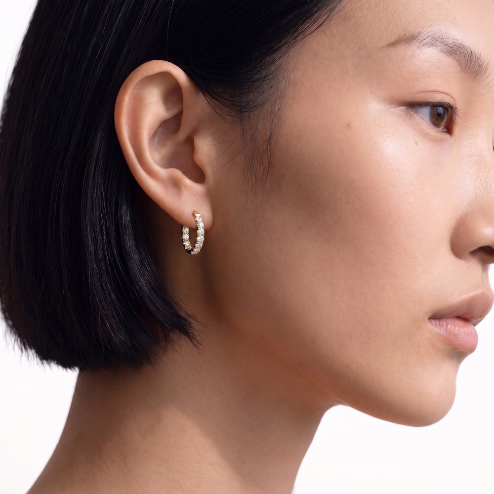 The Elan Hoops with Platinum / Lab / 1 3/8 Cut Diamond in 14KT Platinum / Lab / 1 3/8 view 2

