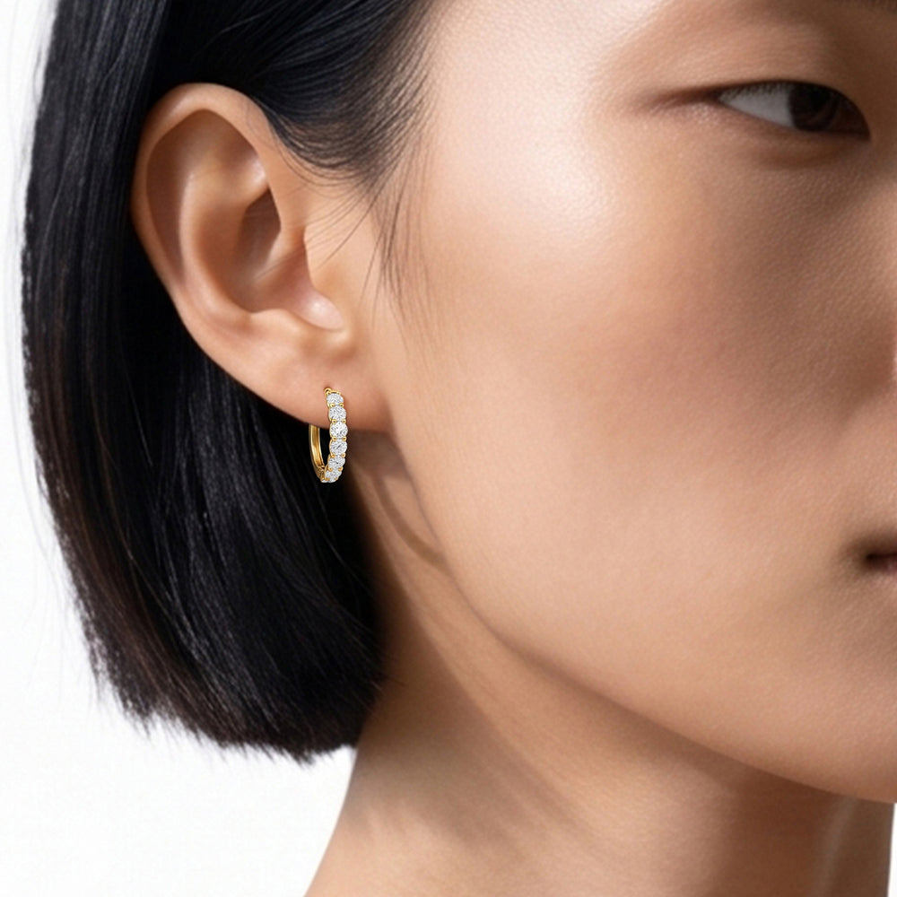 The Arc Hoops with Platinum / Lab / 1 Cut Diamond in 14KT Platinum / Lab / 1 view 2
