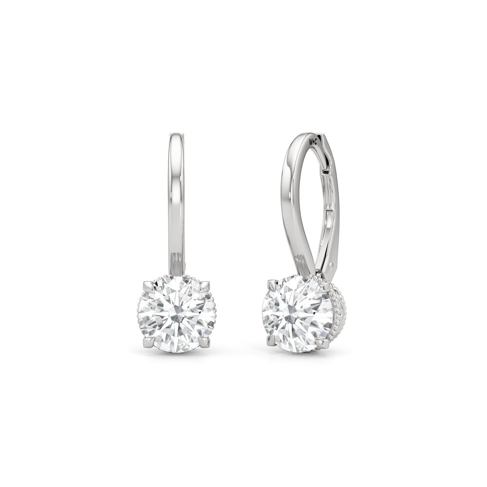 The Seraphine Classic Earrings with 14KT White Gold / Lab / 2 1/20 Cut Diamond in 14KT White Gold / Lab / 2 1/20 view 2
