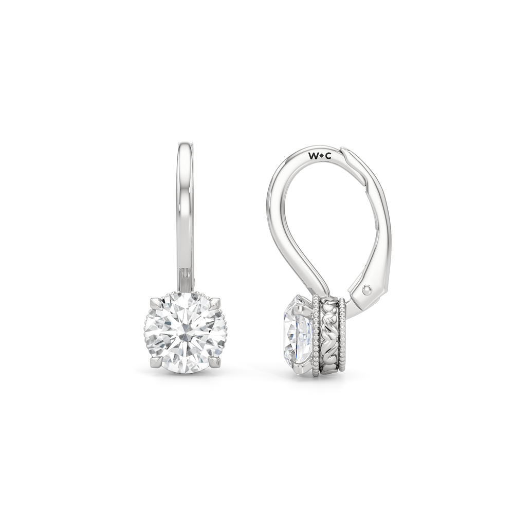 The Seraphine Classic Earrings with 14KT White Gold / Lab / 2 1/20 Cut Diamond in 14KT White Gold / Lab / 2 1/20 view 7
