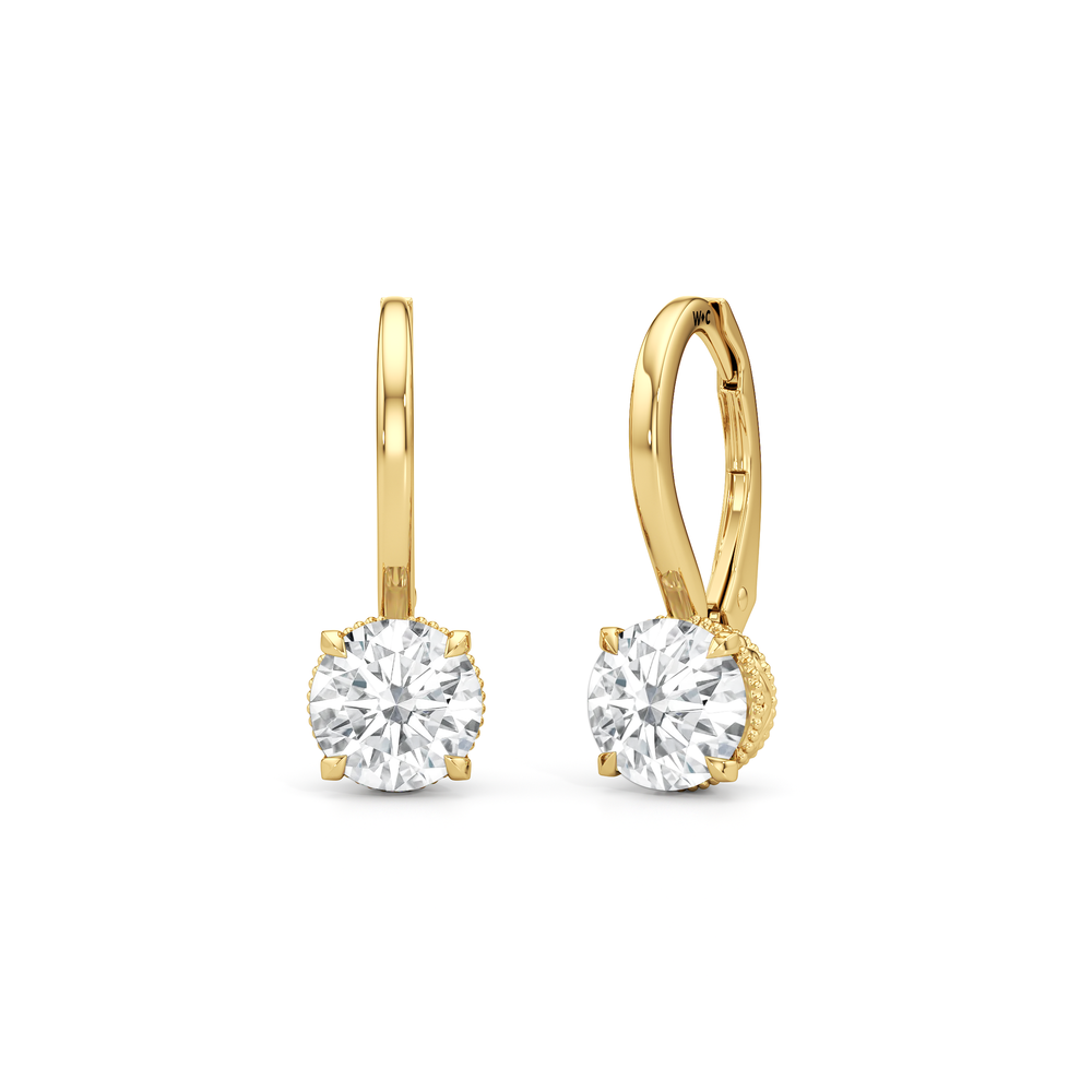 The Seraphine Classic Earrings with 14KT Yellow Gold / Lab / 2 1/20 Cut Diamond in 14KT Yellow Gold / Lab / 2 1/20 view 2
