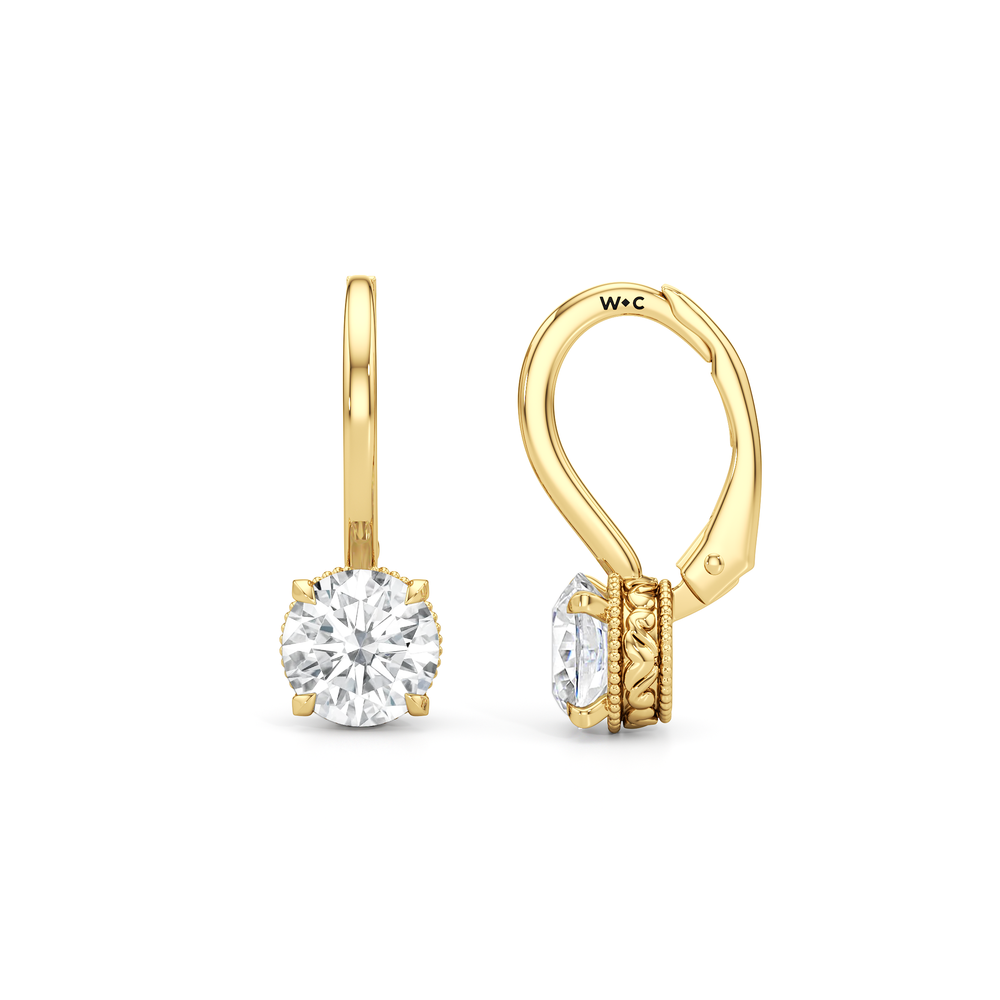 The Seraphine Classic Earrings with 14KT Yellow Gold / Lab / 2 1/20 Cut Diamond in 14KT Yellow Gold / Lab / 2 1/20 view 7
